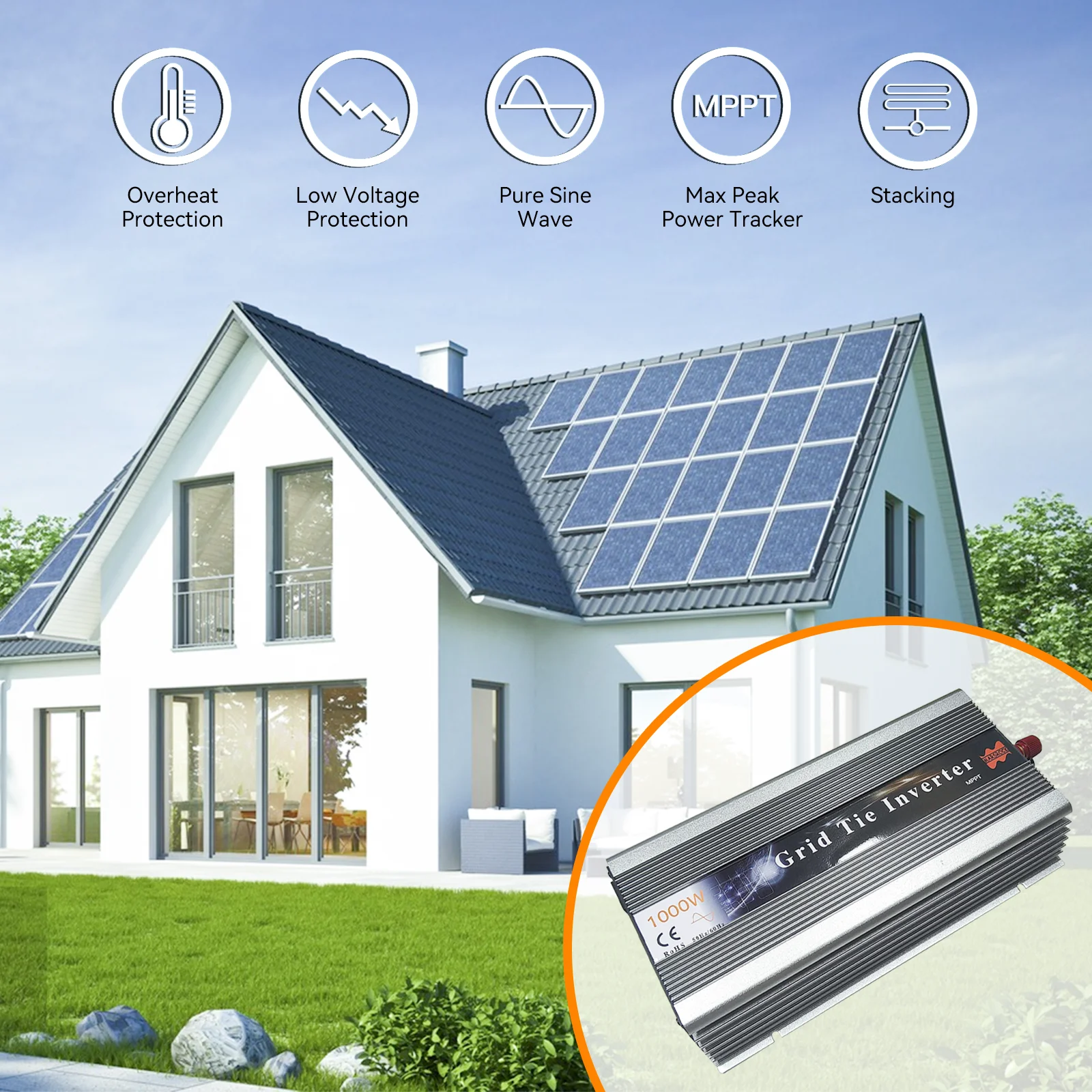 Micro Inverter 1400W Solar Grid Tie - MPPT 1400W Grid Tie Micro Solar