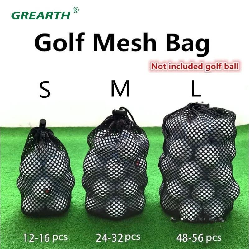 Golf Ball Bags Special Black Golf Storage Bag Can Hold 12/25/50PCS Ball Golf Ball Container Golf Drawstring Nylon Mesh Bag