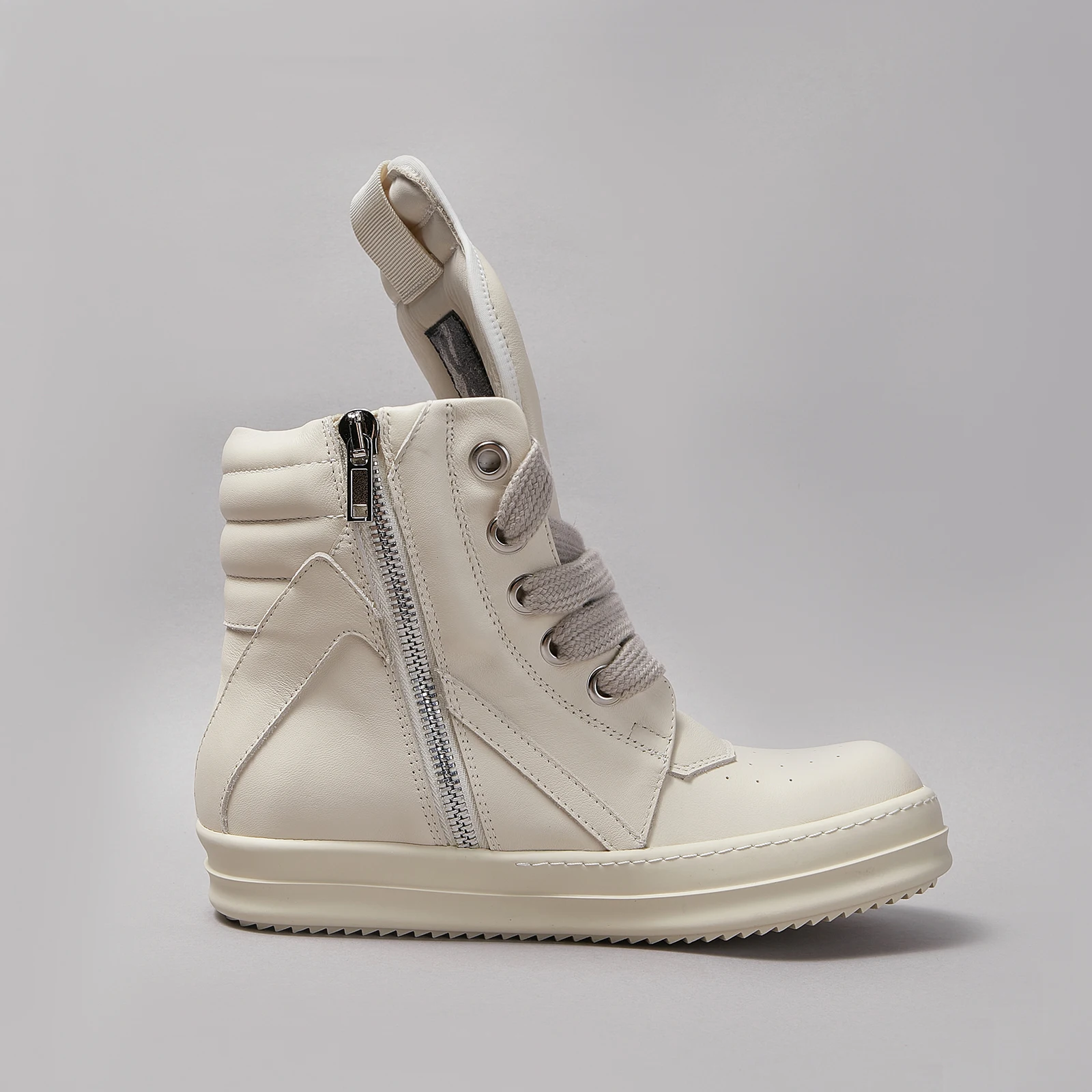 

Brand Women Ankle Boot Designer Casual Men Shoe High Top Jumbo Lace Up Roman Geobasket Off-white Leather Luxury Zip Flat Trainer