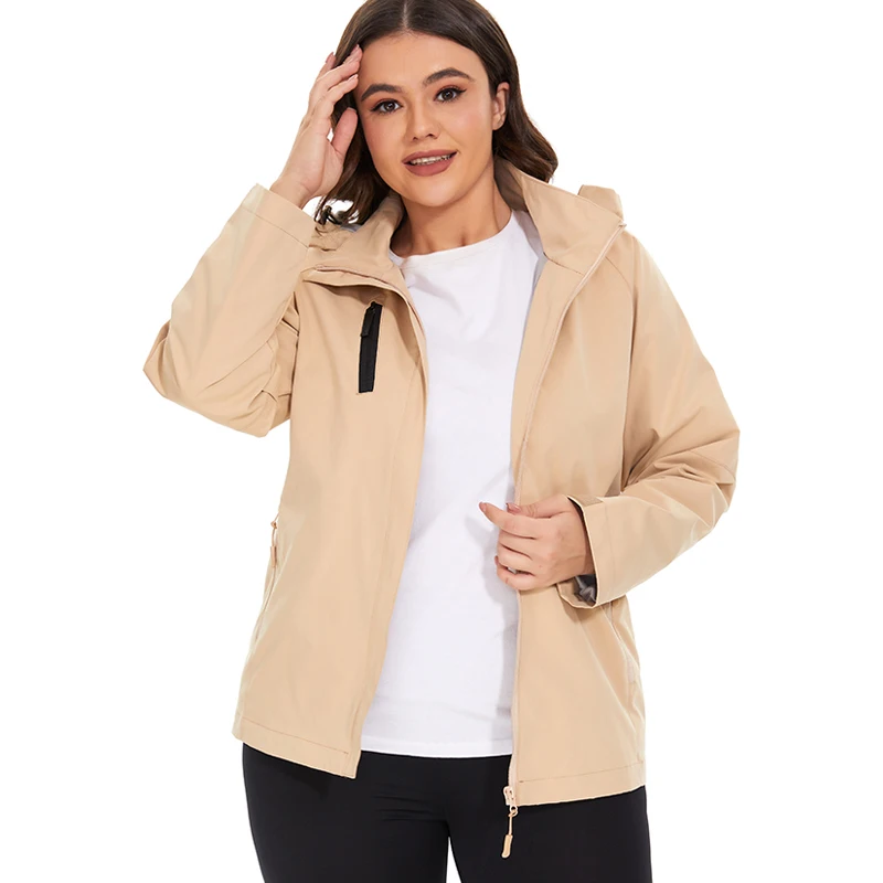 

Vangull Fashion Spring New Solid Hooded Women Jacket Long Sleeve Zipper Simple Female Coat Office Lady Loose Ladies Outwear