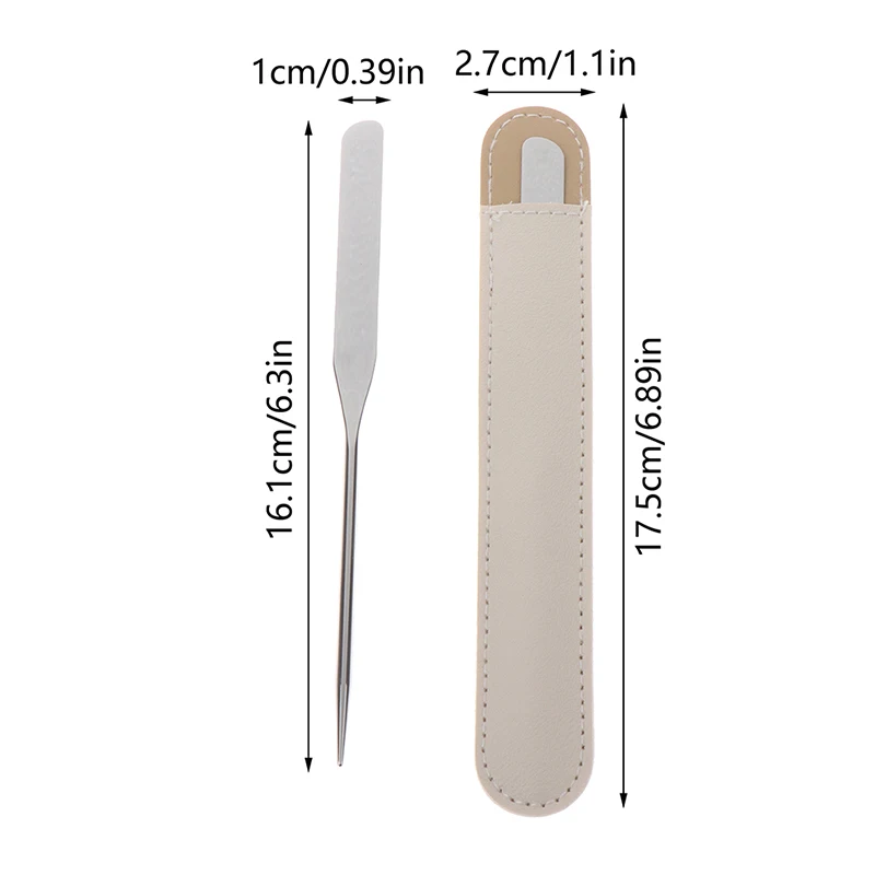 Stainless Steel Double Head Makeup Scraper PU Bag Log Rosewood Foundation Cream Mixing Stick Makeup Tool