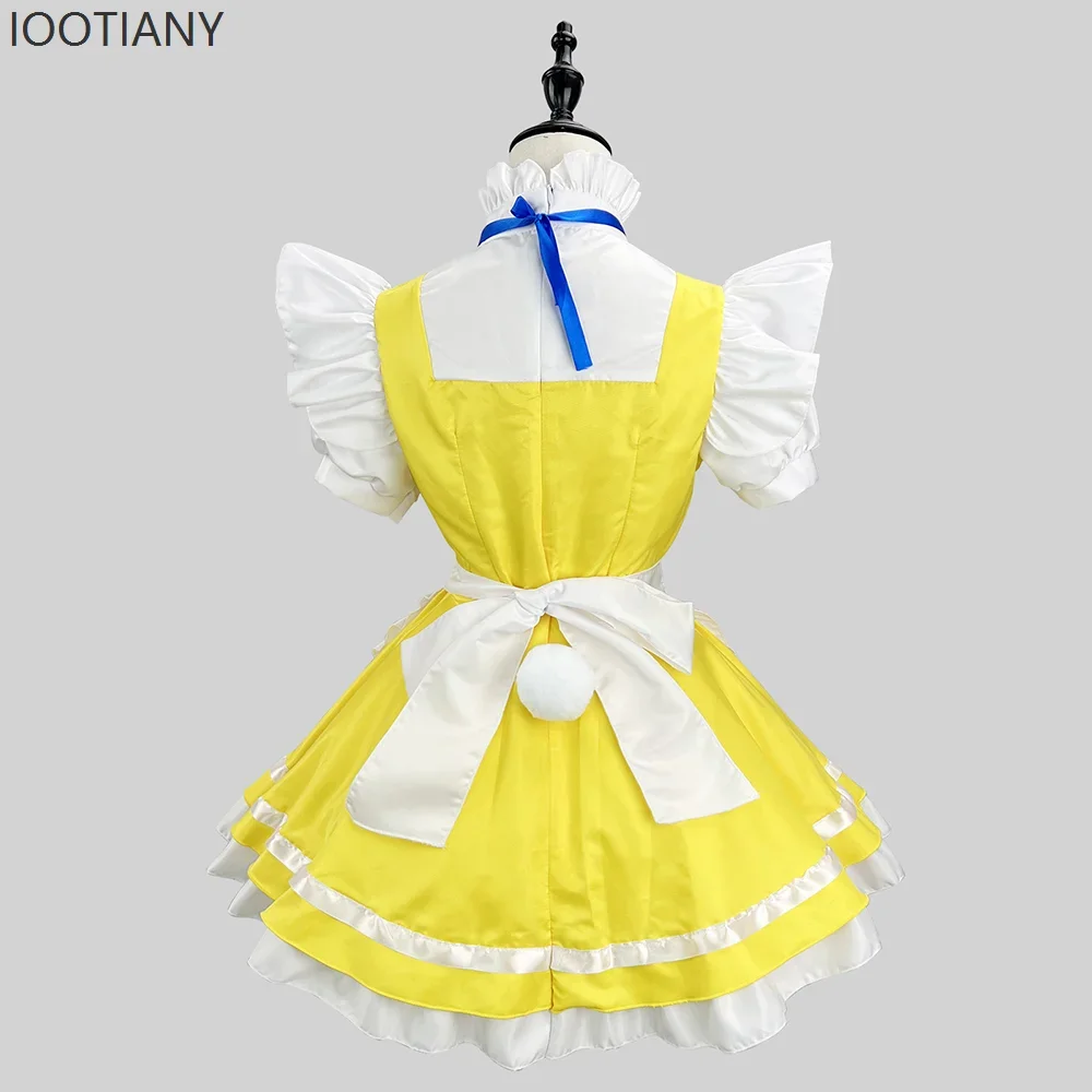 CosplayYellow Sweet Cute Lolita Japanese Anime Girl Kawaii Cafe Apron Dress Maid Halloween Carnival Party Stage Role Play Costum