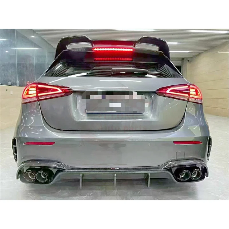 

For Mercedes-Benz A-Class A45 A45S AMG W177 2020-2022 TAKD Style Dry Carbon Fiber Diffuser Rear Bumper