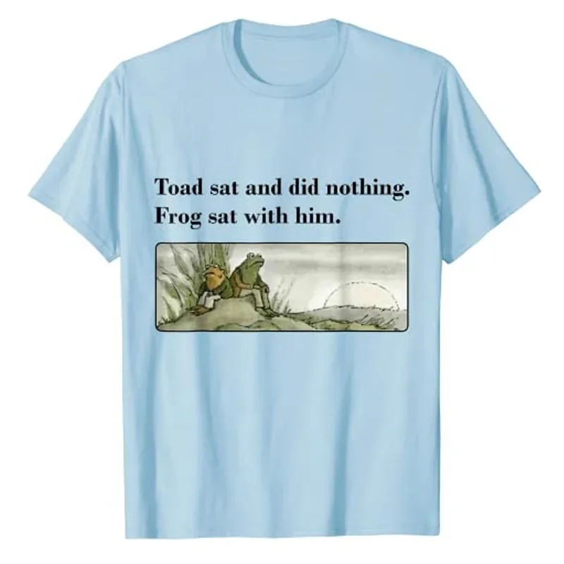 Tops Aesthetic Clothes Short Sleeve Blouses Toad Sat and Did Nothing Frog Sat with Him Apparel T-Shirt Funny Sayings Graphic Tee