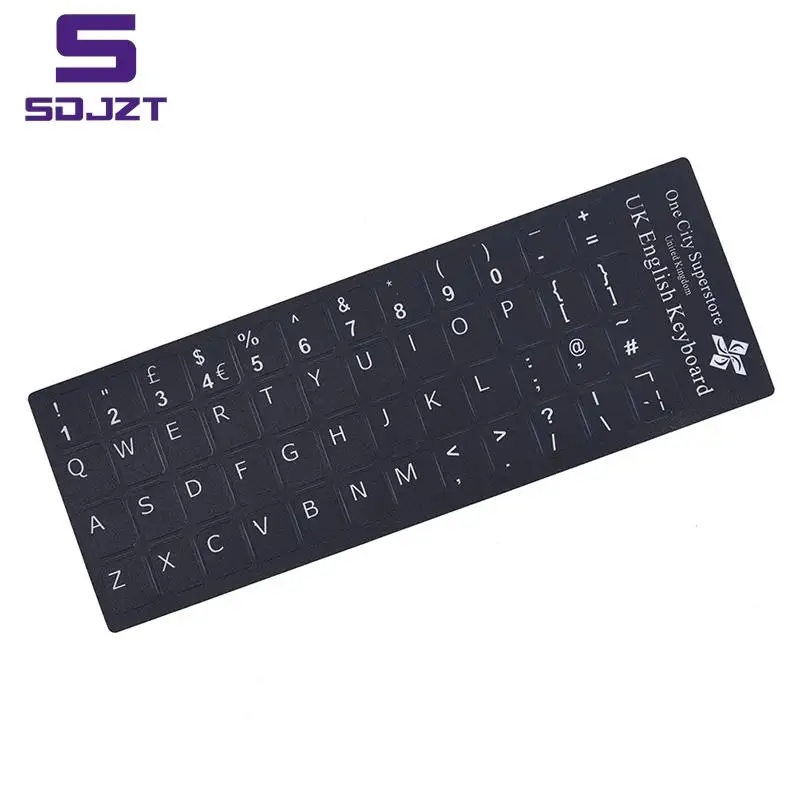 1pc English Keyboard Replacement Stickers White on Black Any PC Computer Laptop