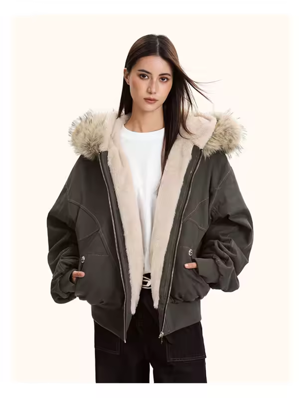ZAROY Fur Collar Hooded Parkas Y2k Harajuku Thicken Padded Jackets Casual Zipper Gothic Women&Men Winter Coats Streetwear кур - Image 7