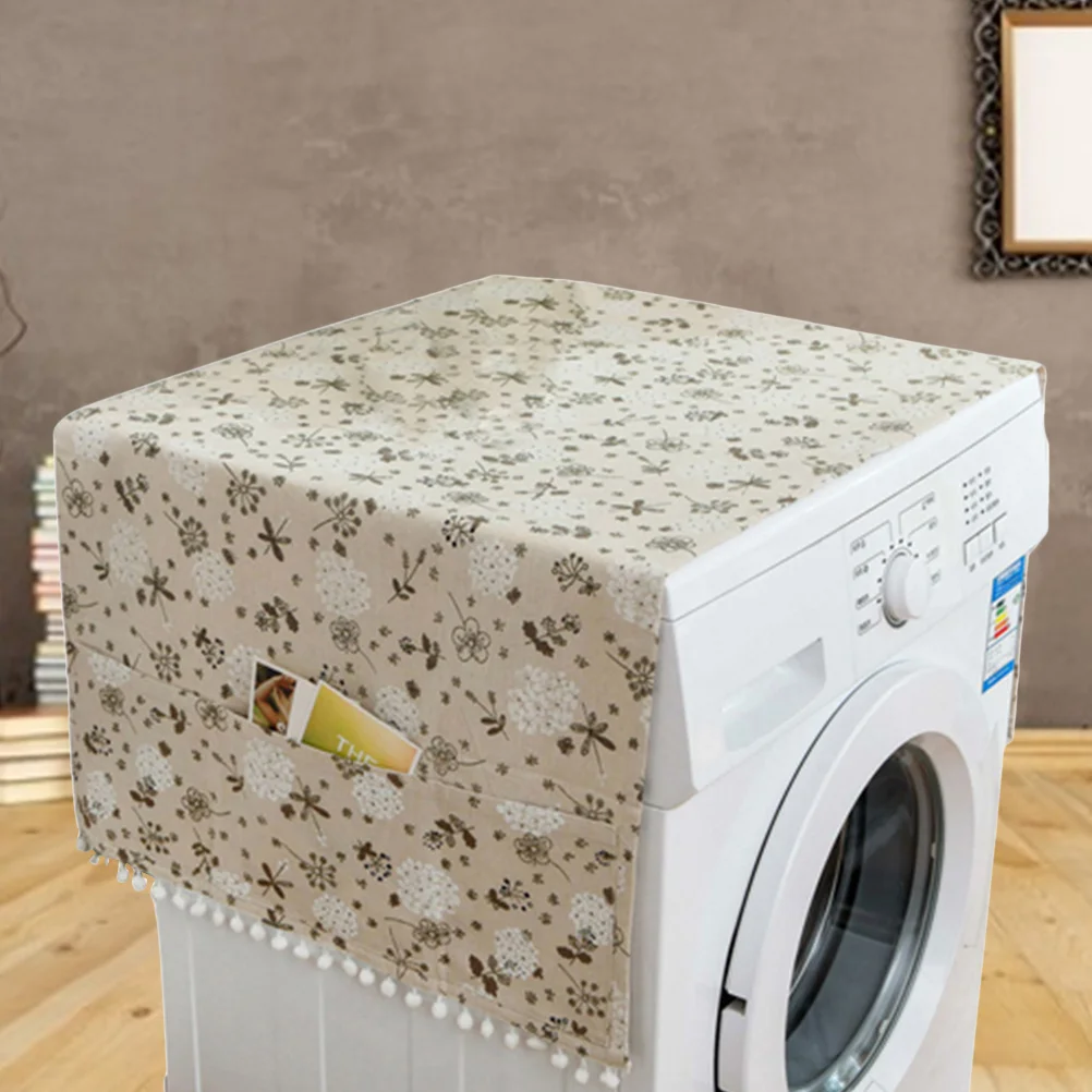 

55x130cm Washing Machine Cover Breathable Fade Resistant Wear Resistant Laundry Room Dust Cover Cloth for Fridge Nordic Style