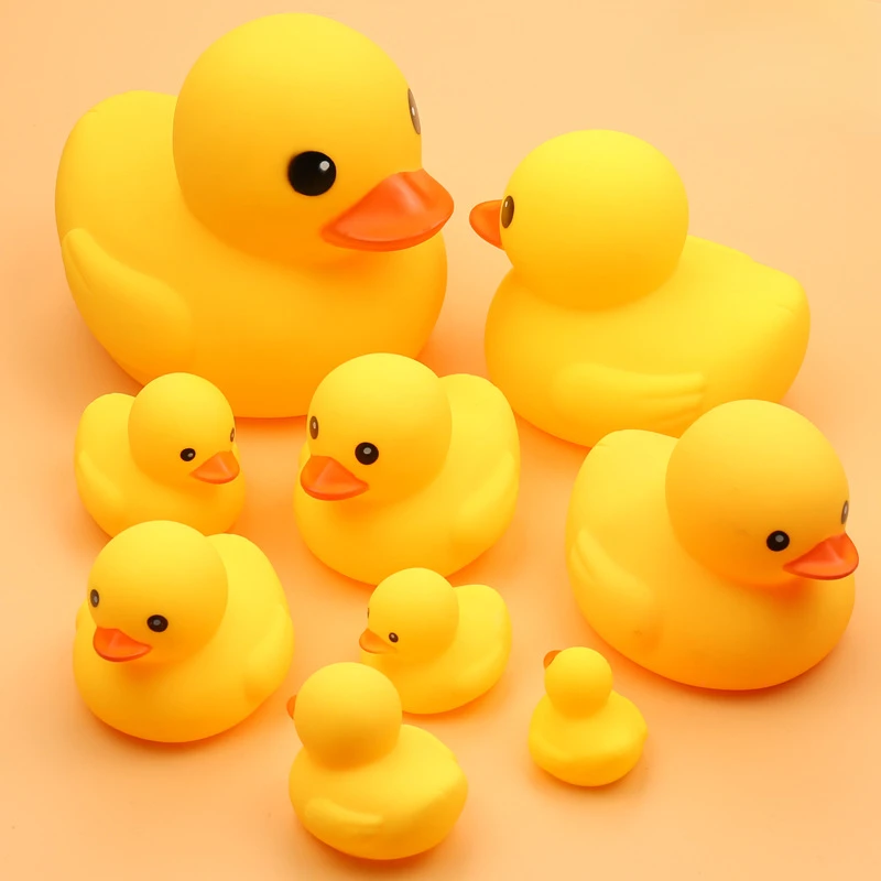 Cute Small Yellow Duck Baby Bath Toys Squeeze Rubber BB Bathing Water Fun Toy Race Classic Squeaky Kids Toys 1Pc