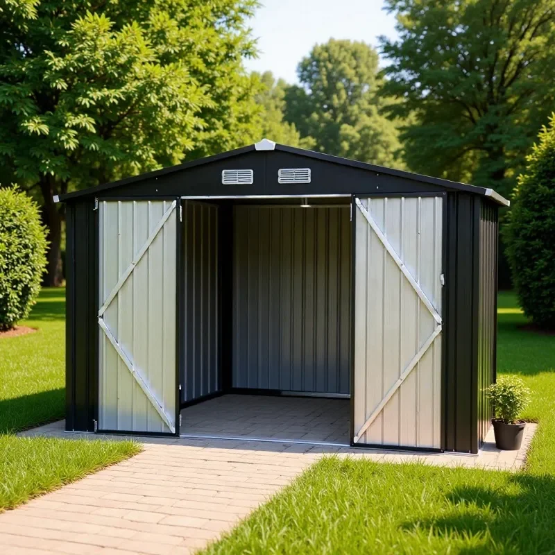 Outdoor Storage Shed Garden Tool House Small Utility Room Simple Activity Cabin Warehouse for Backyard Patio