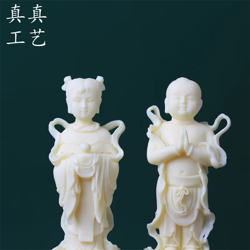 Ivory Nut Golden Boy Jade Girl Decoration Offering Home Sudhana Dragon Girl Home Living Room Buddha Statue Boy Boy Tea Ornaments