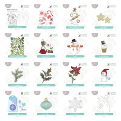 Matrices de découpe en métal pour décor de Noël en pain d'épice, timbres de scrapbooking bricolage, gaufrette de bonhomme de neige, arbres joyeux, artisanat de carte-cadeau de vacances