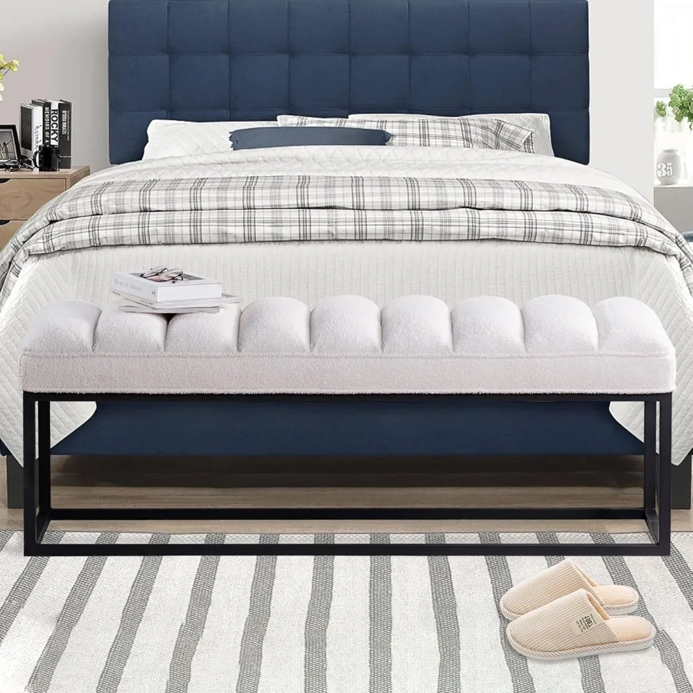 오토만 벤치 신발장 수납 신발 랙, 인조 가죽 침실 벤치, 버튼 터프팅 현관 벤치 오토만