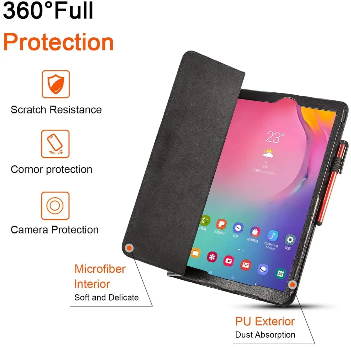 Custodia per Samsung Galaxy Tab A A6 10.1 2016/2019 Flip Flio Cover modello SM-T580 T585 T587 SM-T510 T515 P580 P585 (penna S) 7 \