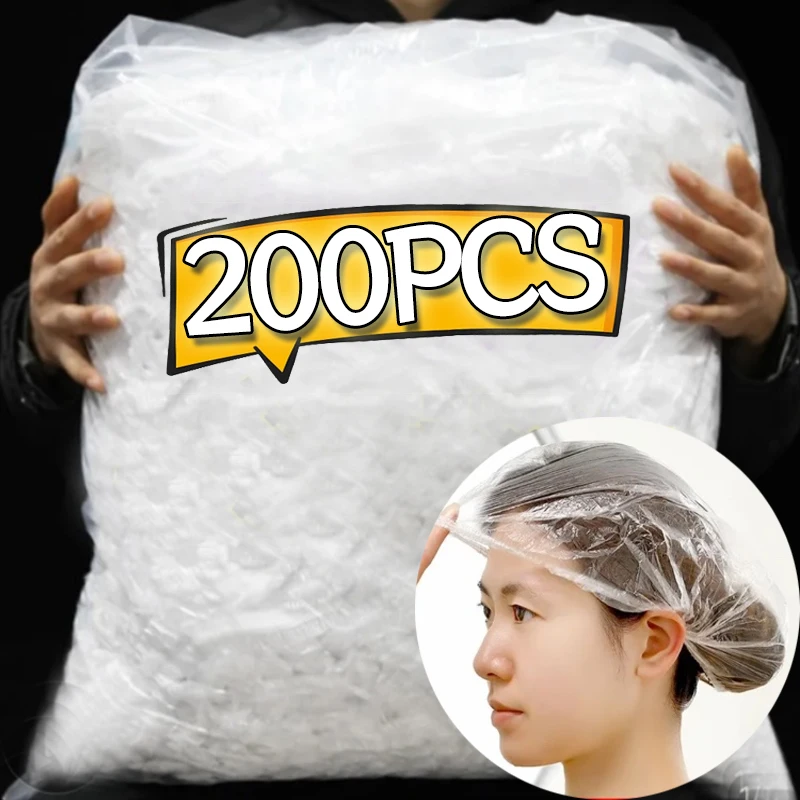 100/200pcs Disposable Shower Cap Elastic Dustproof Bath Hats Transparent Waterproof Breathable Hair Hat Bath Shampoo Shower Caps