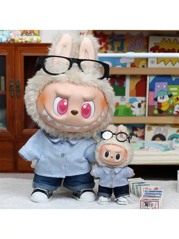 Mini oyuncak bebek giysileri kıyafet aksesuarları 15-17cm Ropa Labubu ve 10cm pamuklu bebek yaz 2 parçalı set gözlük giyim