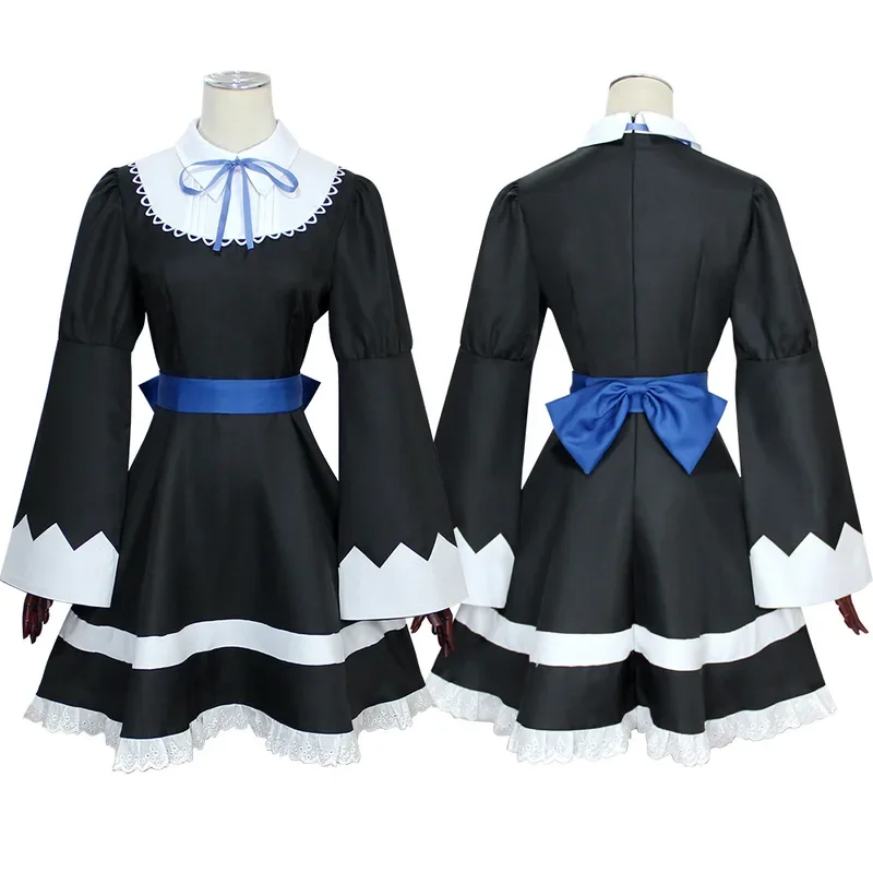 Anime Höschen Strumpf Cosplay Kostüm Anarchie Herbst Dienst mädchen Lolita Kleid Gürtel Kopf bedeckung Halloween Party Kleidung für Mädchen verkleiden