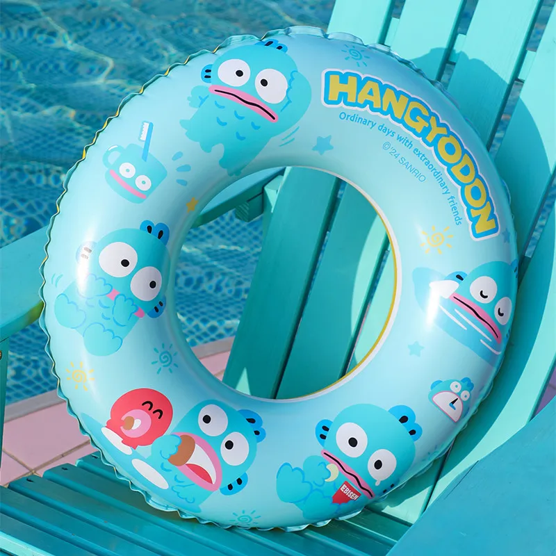 Anillo de natación inflable de Hello Kitty para niños, juguetes de PVC, figura de Anime, melodía, Círculo de natación flotante de agua, Círculo de flotación de piscina de playa