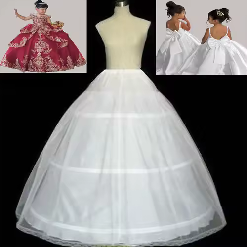 White Petticoats for Children Ball Gown Wedding Flower Girl Dress 2/3 Hoops Crinoline Puffy Kids Slip High Quality Underskirt - Image 2