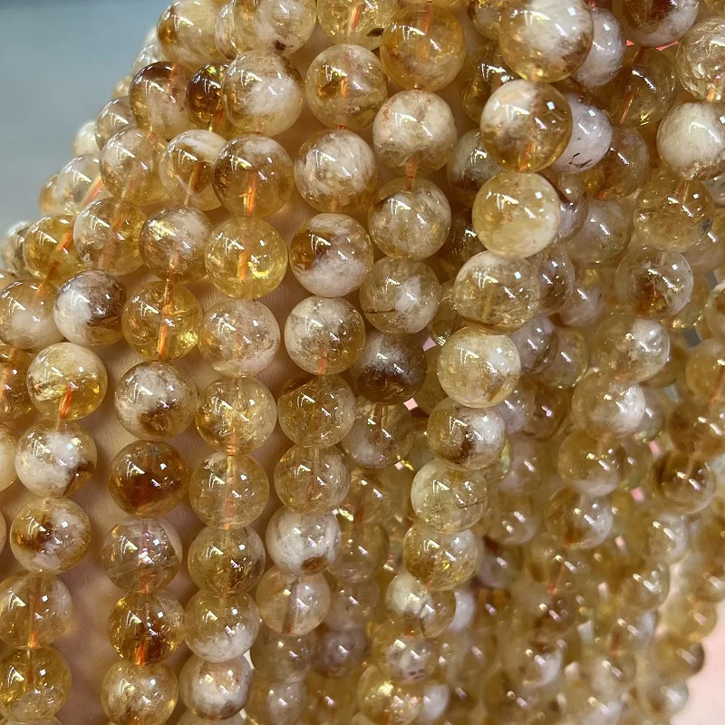

Natural Well Polished Round Loose Beads Dream Citrine Loose Gemstone Stone Beads for Jewelry Making Bracelets Necklaces