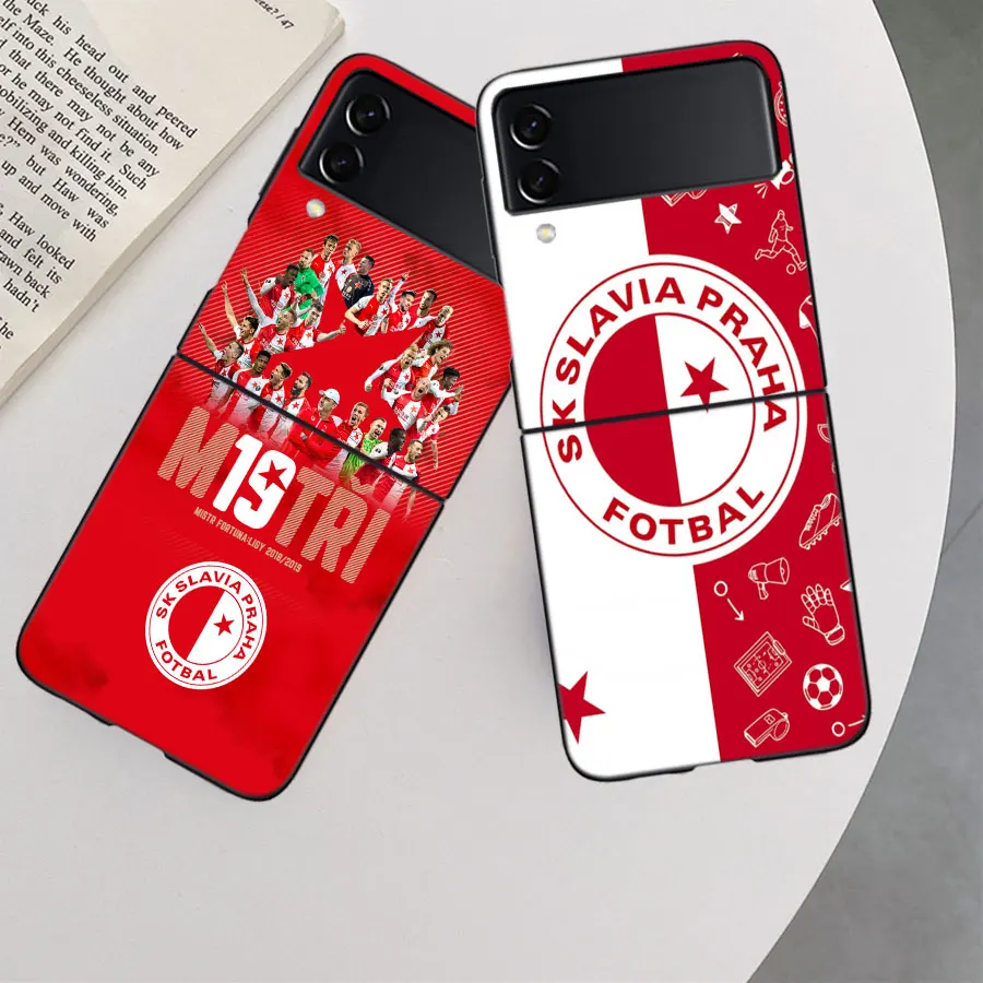 Sk Slavia Praha Czech Republic Case for Samsung Galaxy Z Flip 6 Flip 5 4 3 5G Black Cell Phone Cover Samsung Z Flip 5 5G Luxu