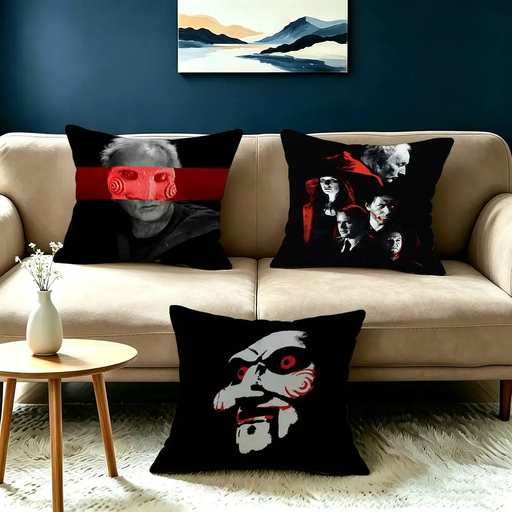 Hot Horror Movie S-Saw Square Double-Sided printed Pillow Case Bedroom Bedside Pillow Sofa Cushion Cover