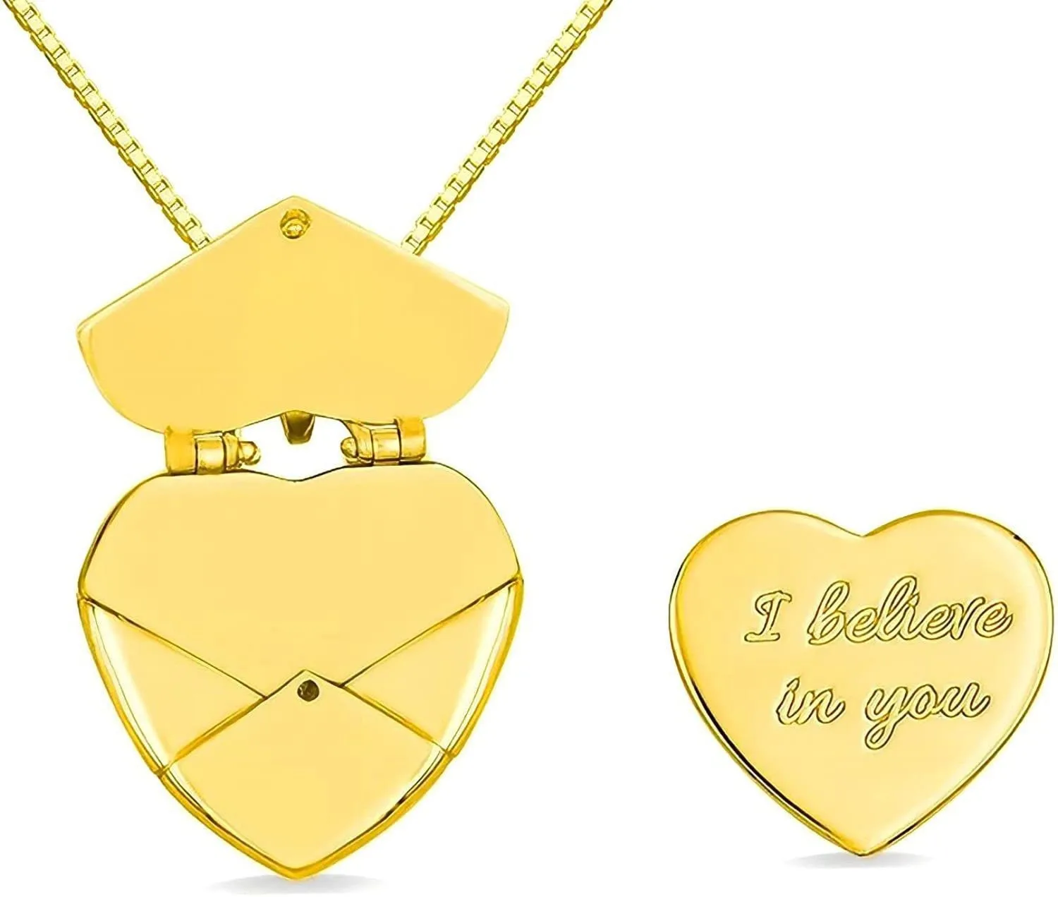 

2025 Fashion love heart envelope necklace personalized DIY engraved open glossy magnetic heart-shaped pendant jewelry gift