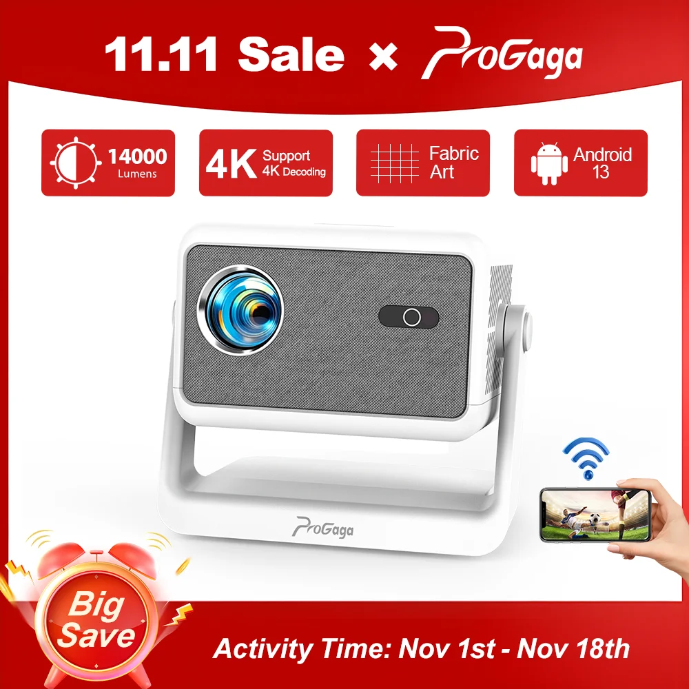 PROGAGA PG370 MAX 1080P 풀 HD 프로젝터 영화용 WiFi 안드로이드 프로젝터 스마트 TV 홈 시어터 700ANSI 휴대용 비디오 비머