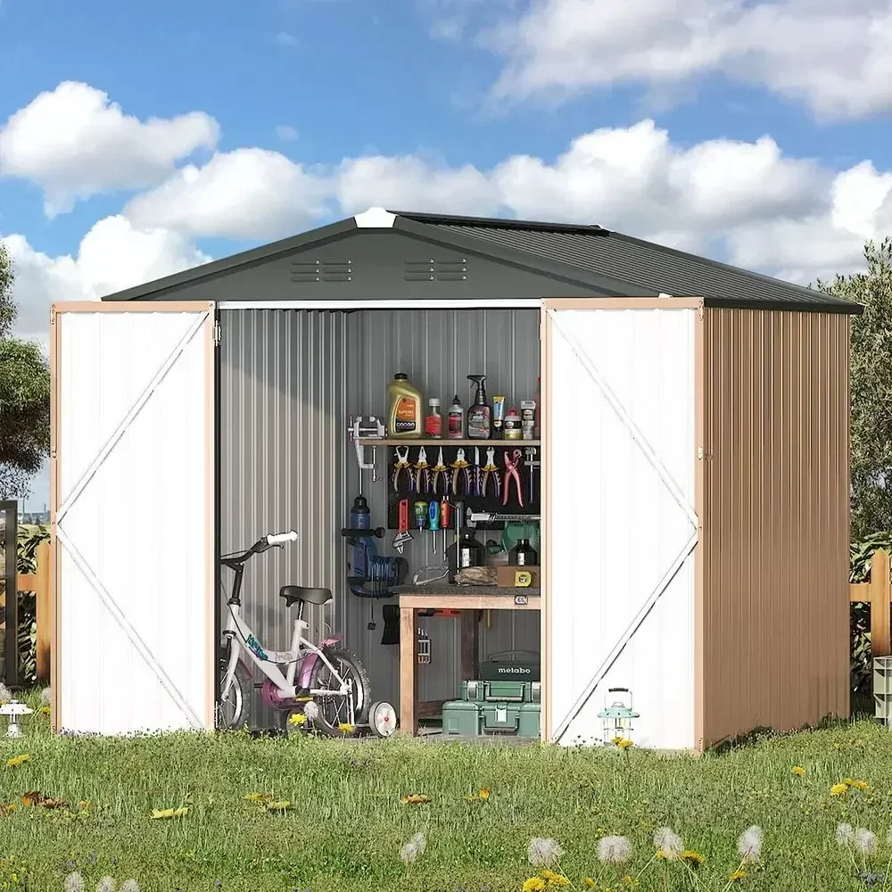 7x7 Metal Outdoor Storage Shed - Secure Garden Shed for Tools, Utility, and Backyard Use
