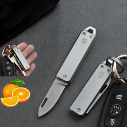 Stainless Steel Portable Fruit Knife Keychain, Sharp Folding, Outdoor Multi-Functional, Mini Home Knife, Open Box