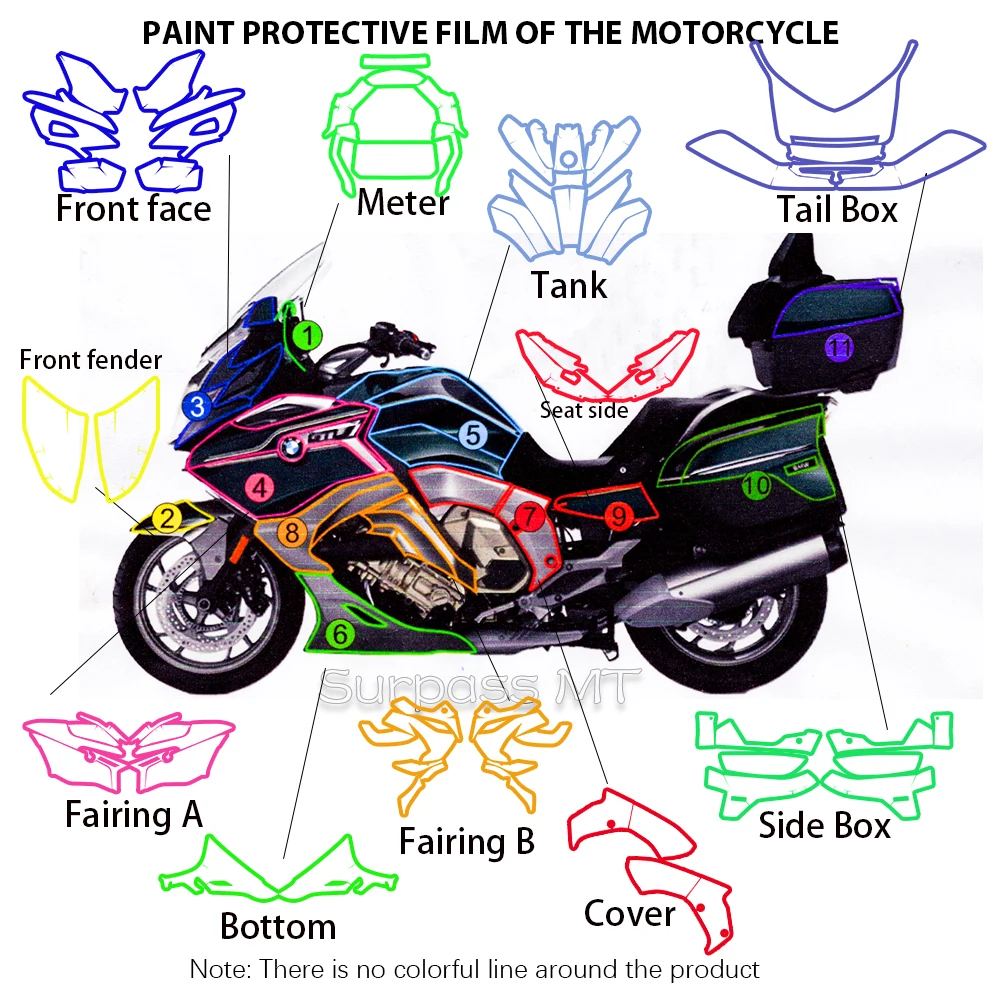 K1600GTL PPF Paint Protection Film Anti-scratch Protective Film For BMW K 1600 GTL Translucent TPU Thickness 7.5Mil