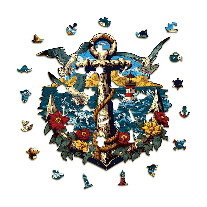 

151/211 шт., деревянная головоломка с якорем неправильной формы, игра для снятия стресса, подарки на день рождения, Рождество, забавные развивающие игрушки