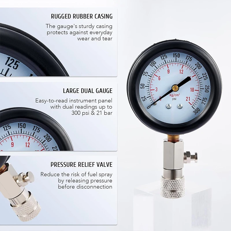 Medidor de pressão de cilindro multifuncional, kit de teste de dupla finalidade, testador de compressão, motor a gasolina, testador de pressão de óleo