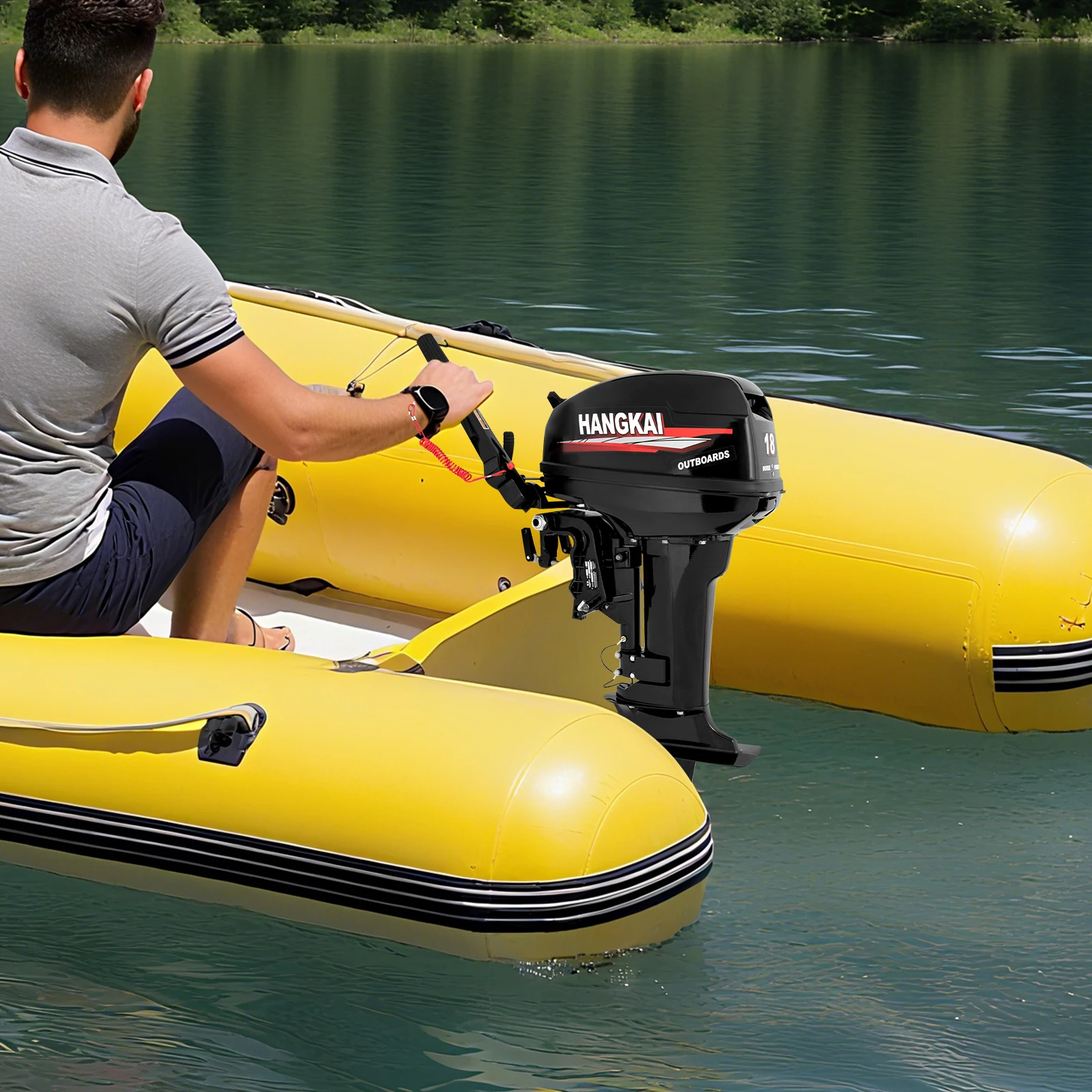 

18 HP Outboard Motor Boat Engine 2 Stroke Motor Heavy-duty Marine Boat Engine with Water Cooling and Tiller Control System