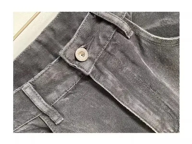 Trashy Y2K 2000S Streetwear Patchwork Slim Gestapelt Jeans Hosen Männer Für 90S Vintage Kleidung Schwarz Grau Harem Luxus lange Hosen – Detail 12