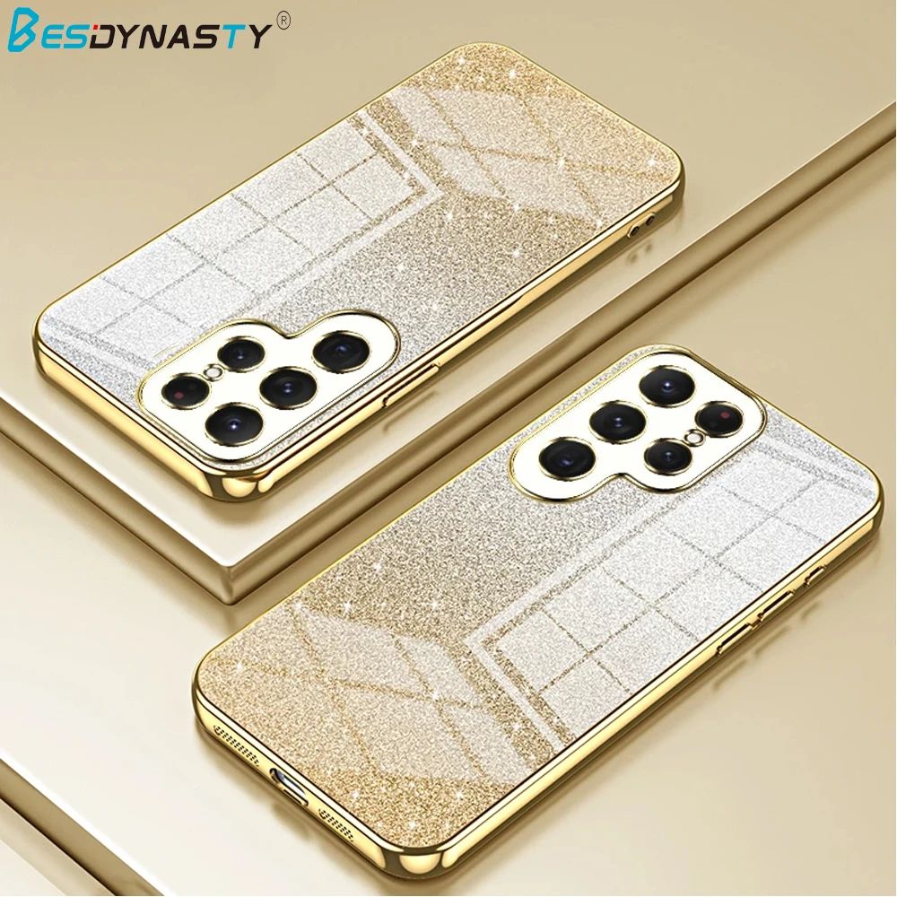 Luksusowe etui z brokatowym wykończeniem do Samsung Galaxy S26 Ultra S25 FE S24 Plus S23 S22 S21, odporne na wstrząsy, miękkie silikonowe etui, obudowa S24 FE