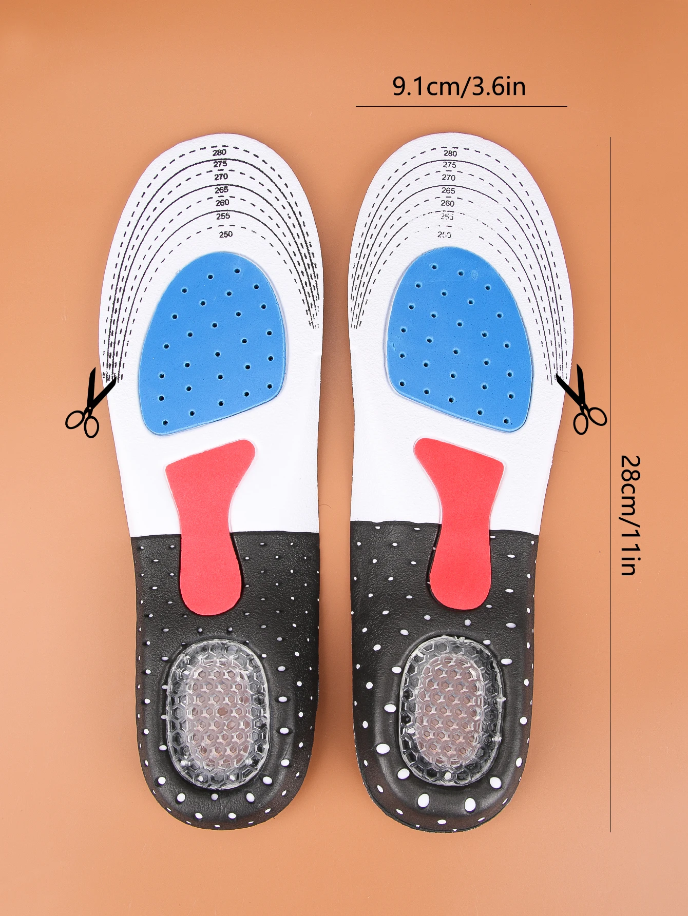 Shoe Insoles for Men & Women Plantar Fasciitis Orthotic Inserts Shock Absorbing Anti Fatigue for Walking, Runing and Sports