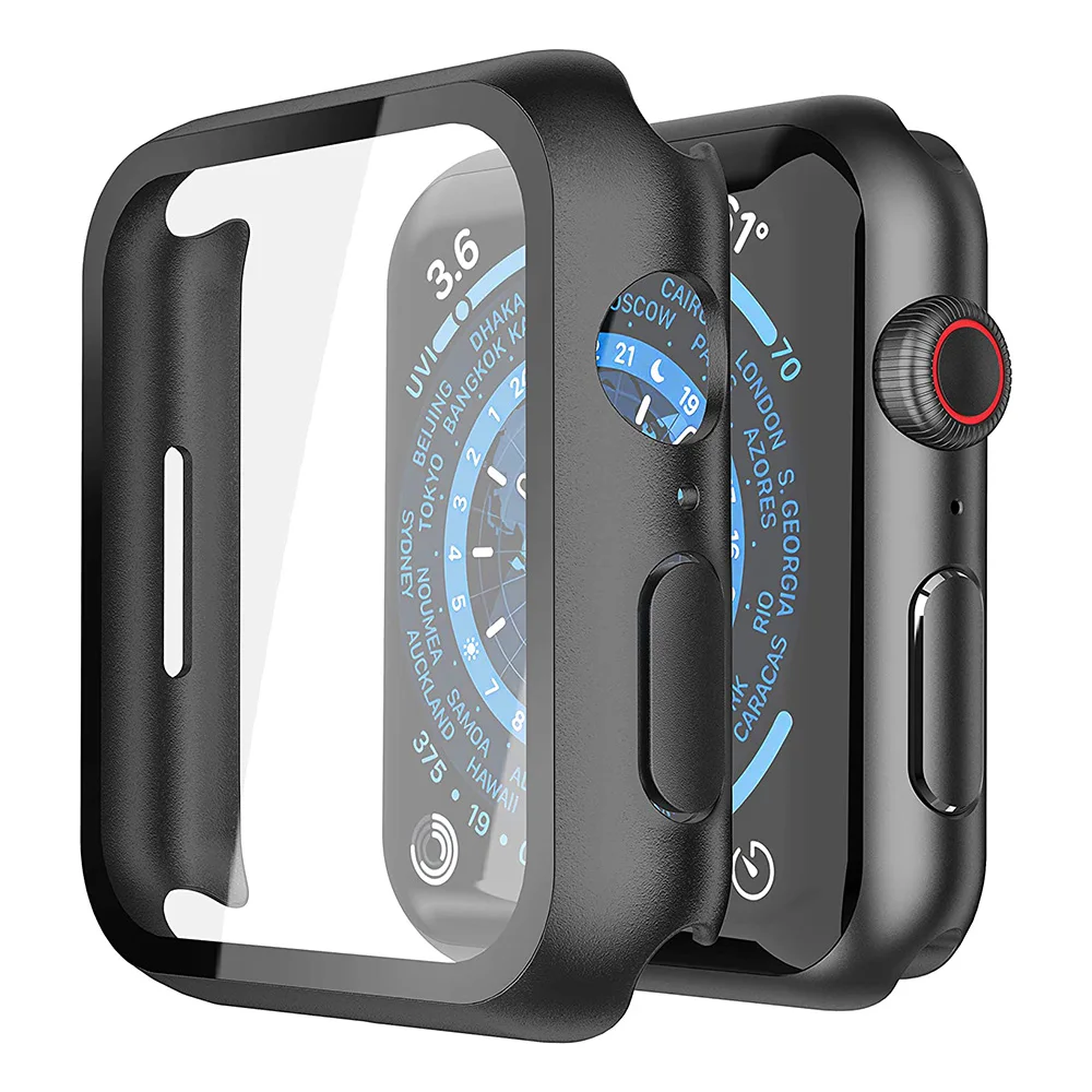 

Закаленное стекло + чехол для Apple Watch Ultra 3 2 49 45 41 40 44 42 46 мм Защитный чехол-бампер для ПК для iWatch 11 10 SE 9 2030