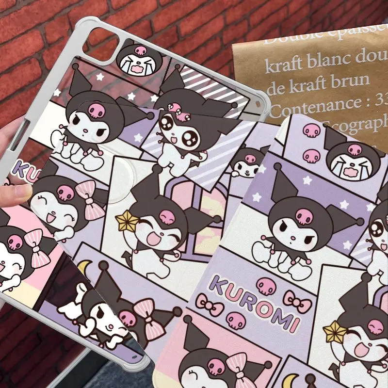 

Kawaii Kuromi Ipad Tablet Case for 11th A16 10th Gen 10.9in Air5 Pro 21 22 11in Case 9th 10.2in Kitty Acrylic Case with Pen Slot