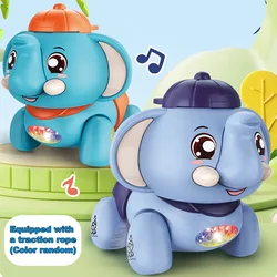Electric toy elephant with lights, concert, singing, walking, puzzle toy with towing rope, Christmas, Halloween, Thanksgiving, N