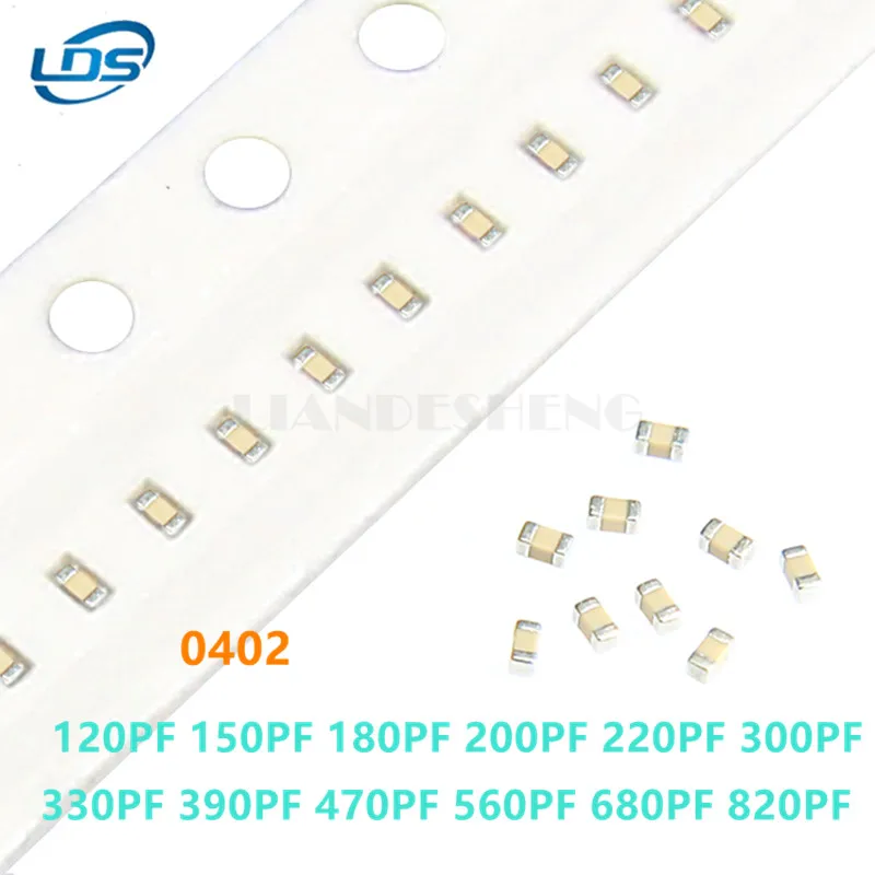 

100pcs SMD Ceramic Capacitor 0402 120pF 150pF 180pF 200pF 220pF 270pF 300pF 330pF 390pF 470pF 560pF 680pF 820pF