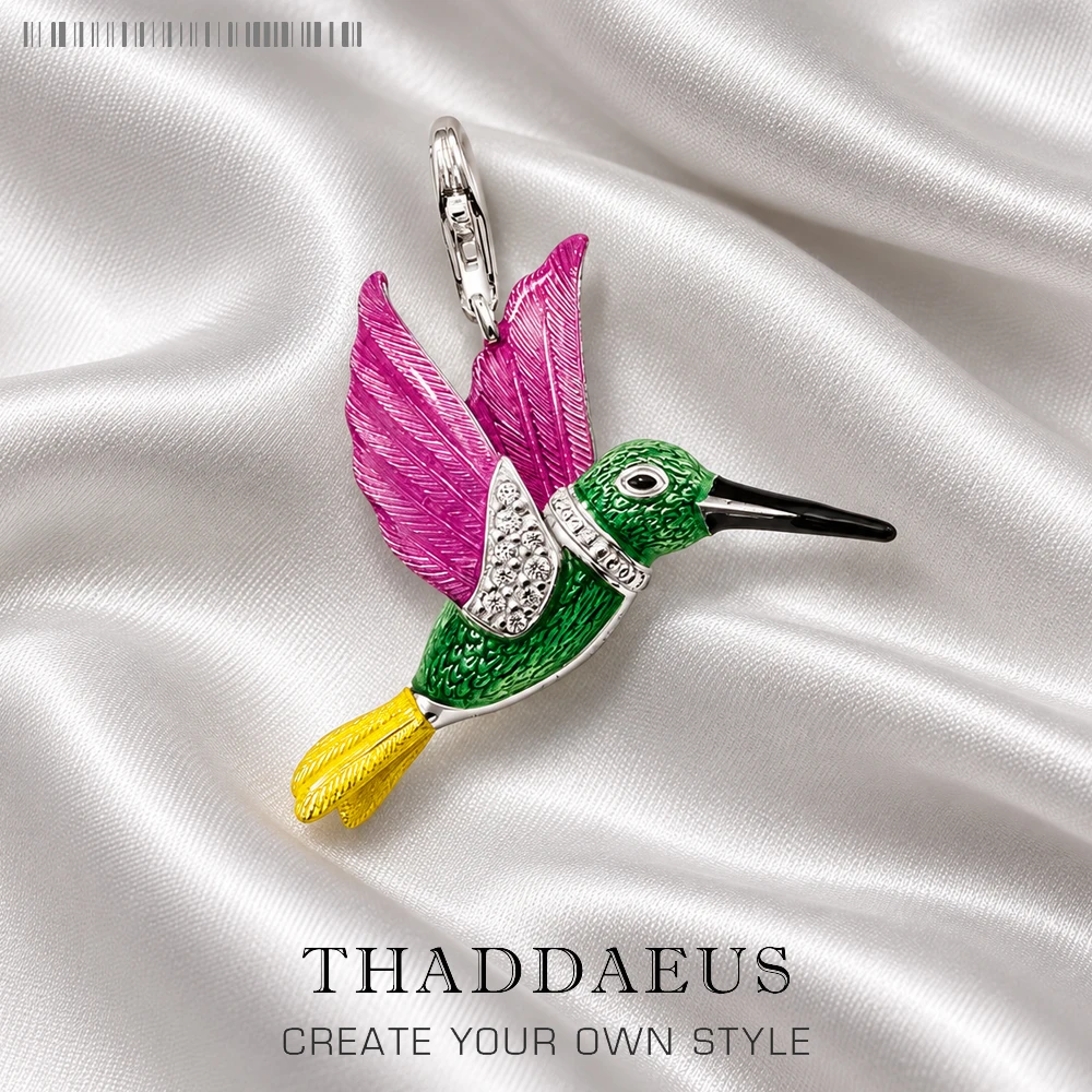 Pendant Hummingbird Colorful Brand New Fashion Jewelry Europe Style 925 Sterling Silver Trendy Gift For Woman