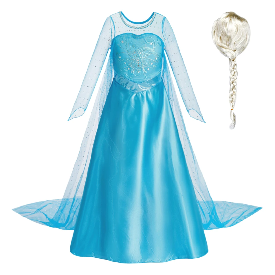 

Kids Princess Costume Children Elsa Christmas Long Sleeve Clothes Girls Carnival Fancy Dress Up Halloween Kids Cosplay Dresses