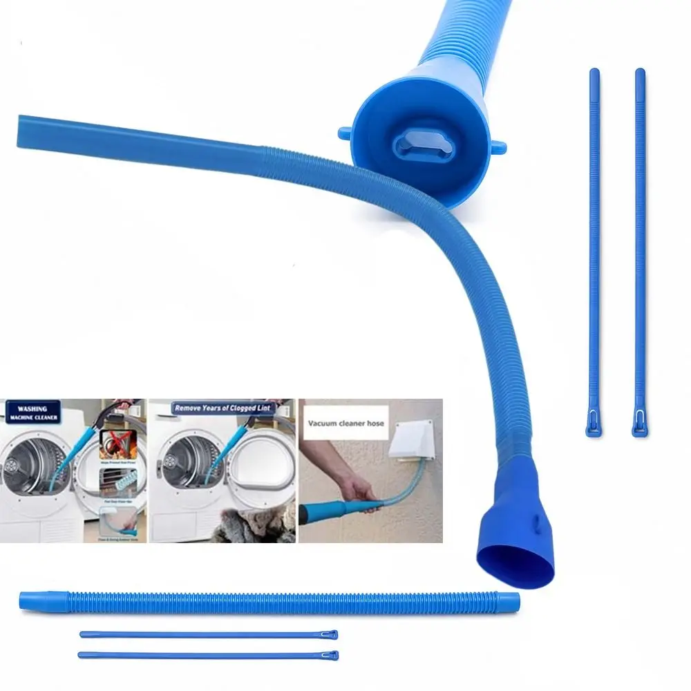 Plastic Dryer Vent Cleaner Kit Blue Long Reach Vacuum Hose Attachment Elastic Connector Cleaning Tools