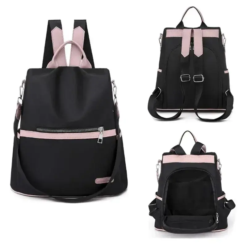 Casual Oxford Backpack Women Black Waterproof Nylon School Bags For Teenage Girls High Quality Fashion Travel Tote Packbag 2023