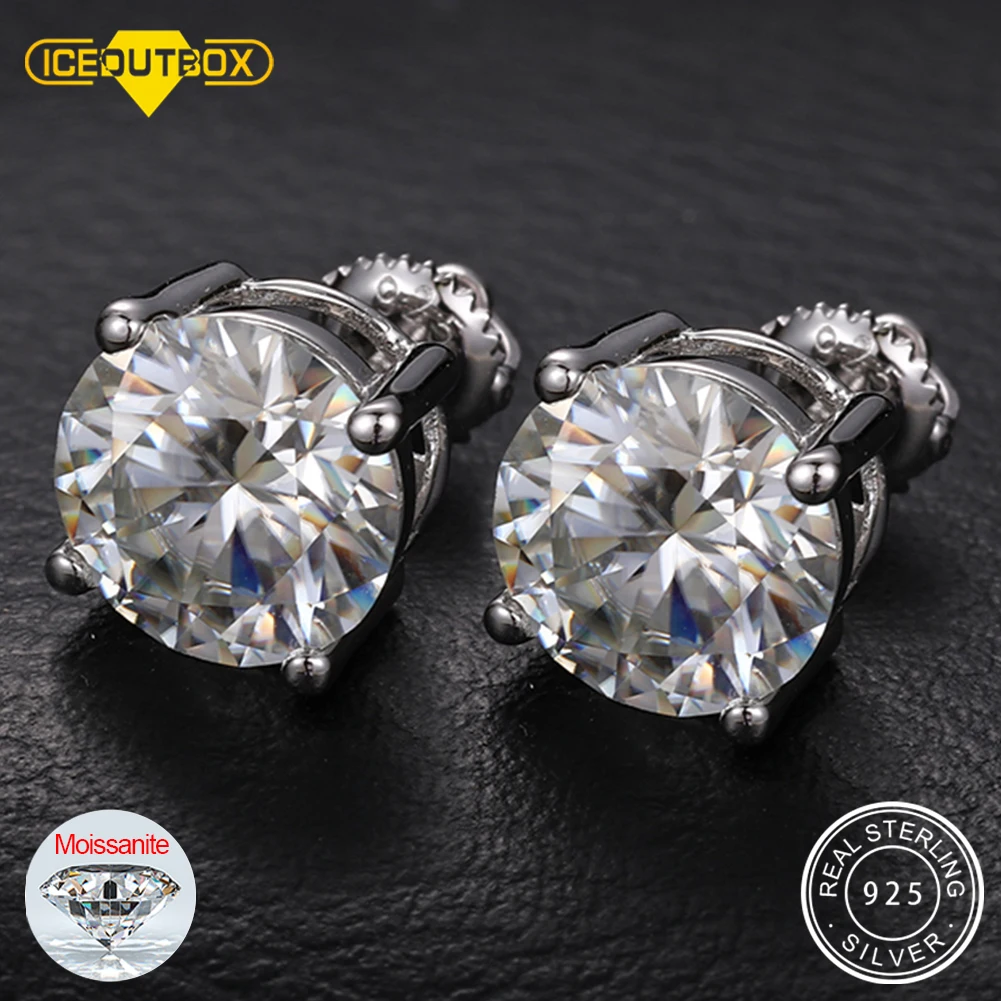 3CT Moissanite Sterling Silver Stud Earrings