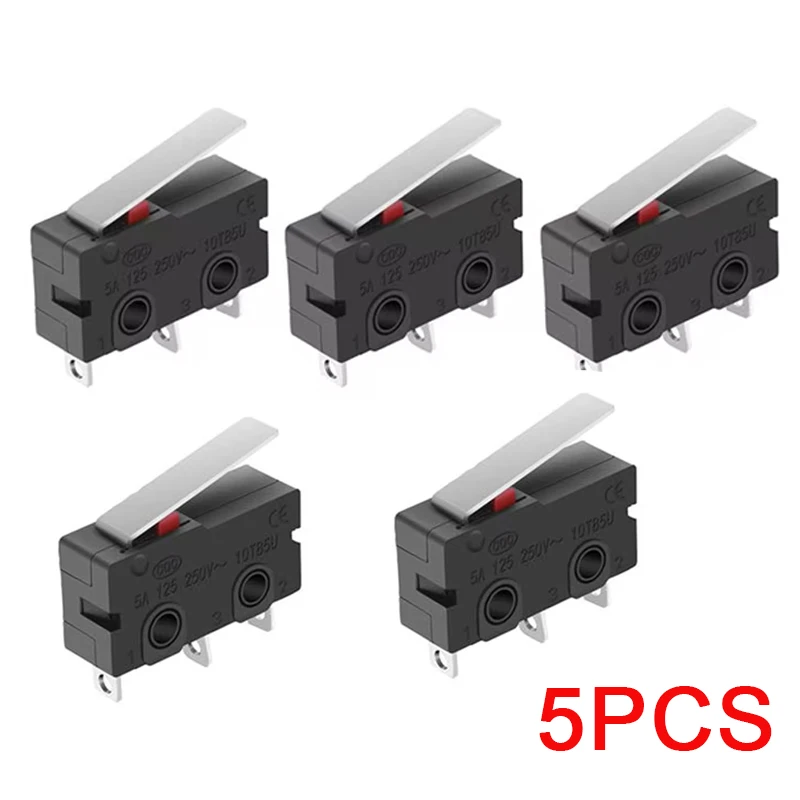

5 шт. мини-микроконцевой выключатель 5A 125 250 В переменного тока SPDT 1NO 1NC короткий рычаг переключатель кнопки мгновенного действия