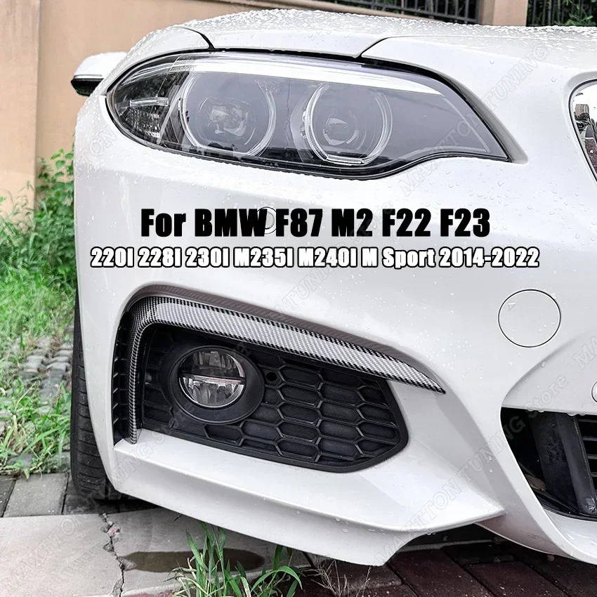 Front Bumper Spoiler Splitter Air Knife For BMW F87 M2 F22 F23 220i 228i 230i M235i M240i M Sport 2014-2022 Fog Lights Frames