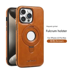 Luxury Invisible Ring Holder Stand Magnetic Leather Case for iPhone 15 Pro Max 14 Pro 14 Plus 13 12 11 For Magsafe Hard Cover