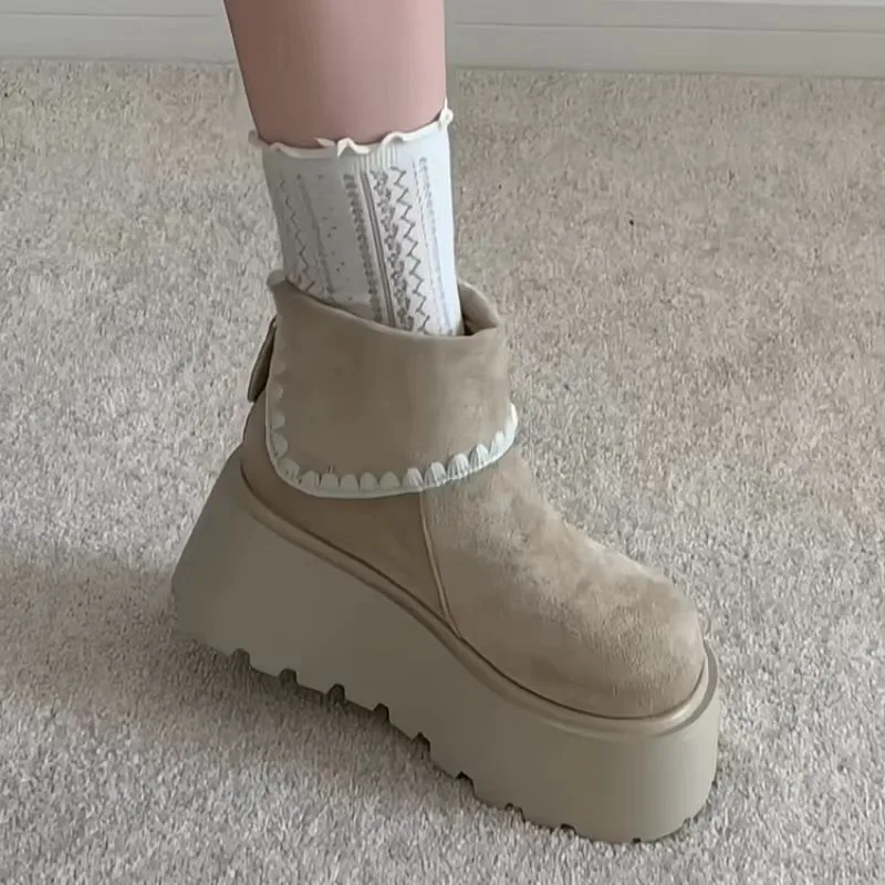أحذية نسائية بكعب منصة على الطراز البريطاني ونعل سميك لزيادة الارتفاع أحذية تشيلسي غير رسمية لملابس الخريف والشتاء غير الرسمية #6
