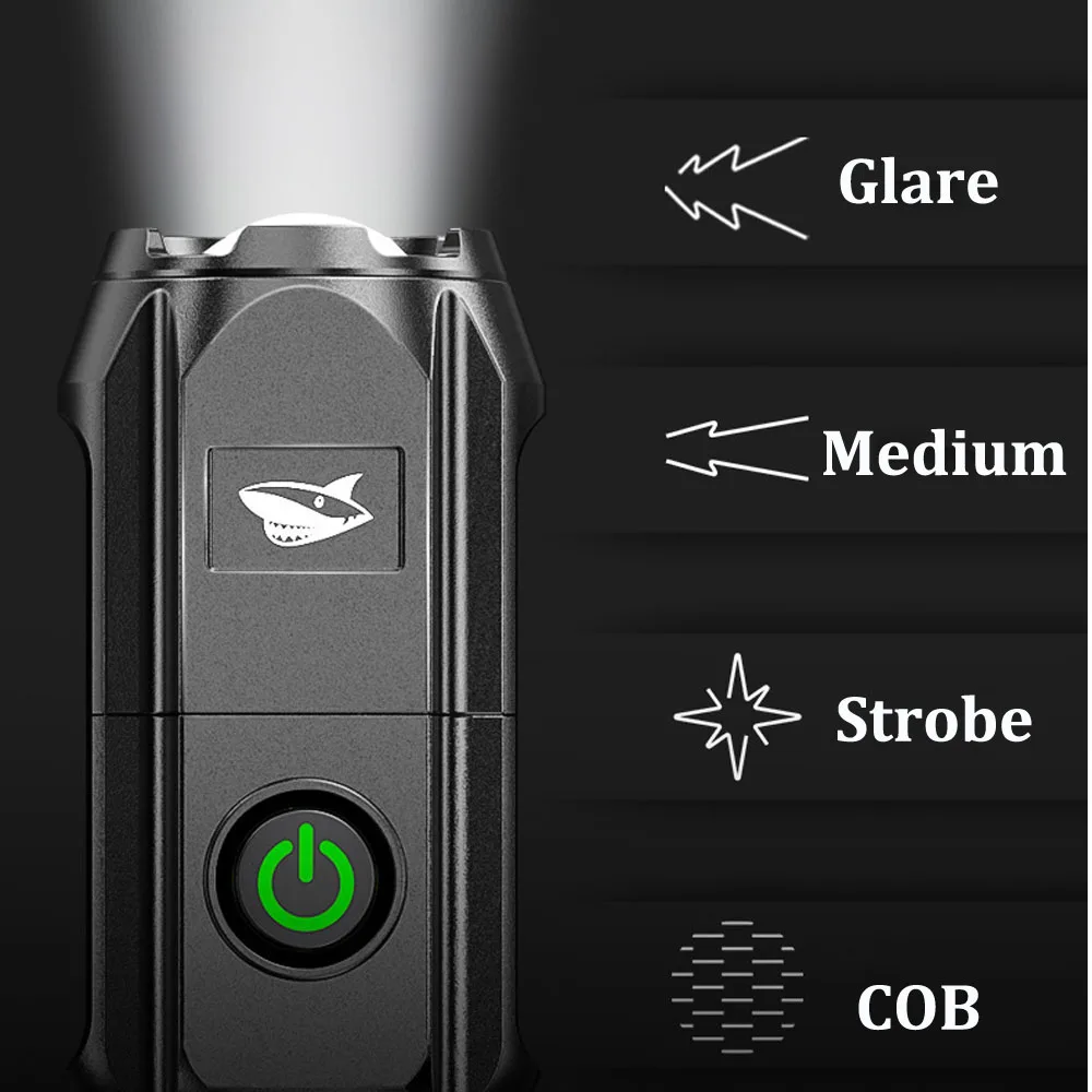 High Power Led Tactical Flashlights Self Defense Torch USB Rechargeable Light With Power Bank Portable Outdoor Camping Lighting